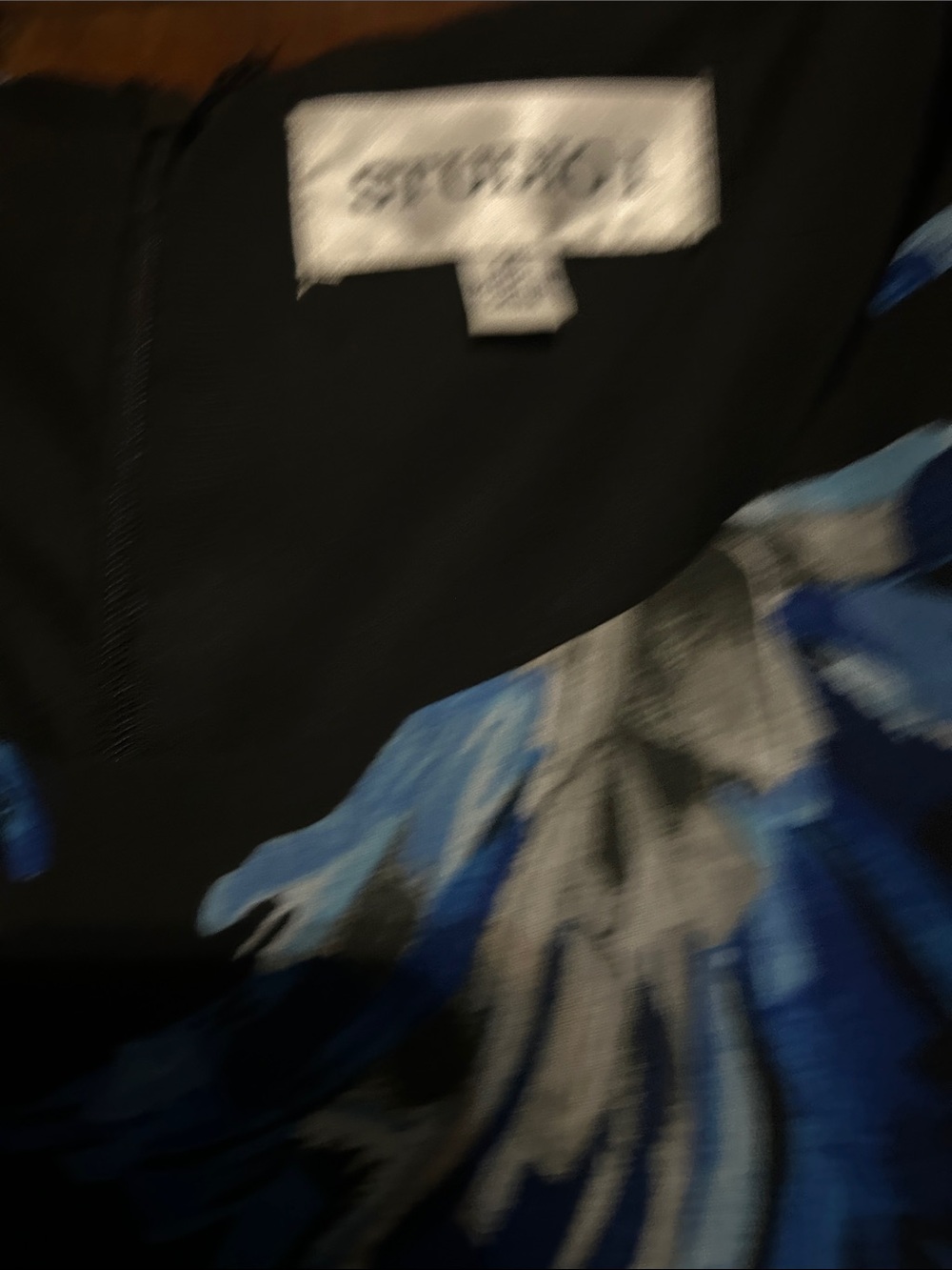 Studio One Black Sleeveless A-Line Dress with Blue and Gray Floral Print - Picture 2 of 8